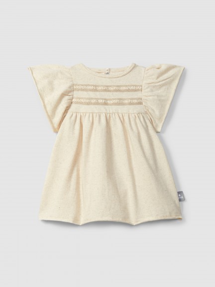 Dress with plaited ribbon detail