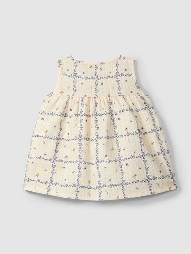 Dress printed textured cotton Dress printed textured cotton