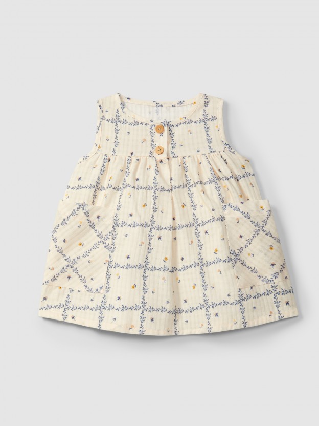 Dress printed textured cotton Dress printed textured cotton