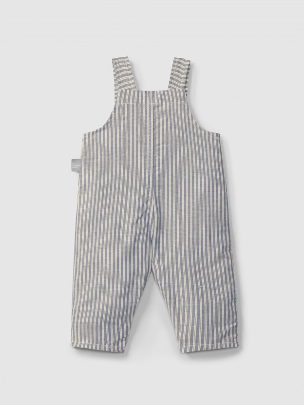 Dungarees in striped fabric with pocket Dungarees in striped fabric with pocket