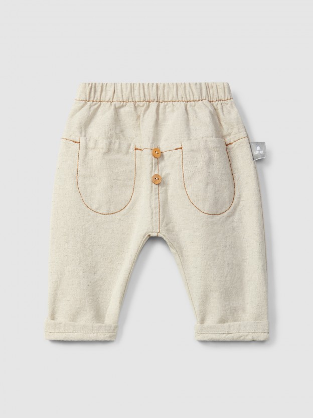 Pantalon pull-up style biologique avec poches Pantalon pull-up style biologique avec poches