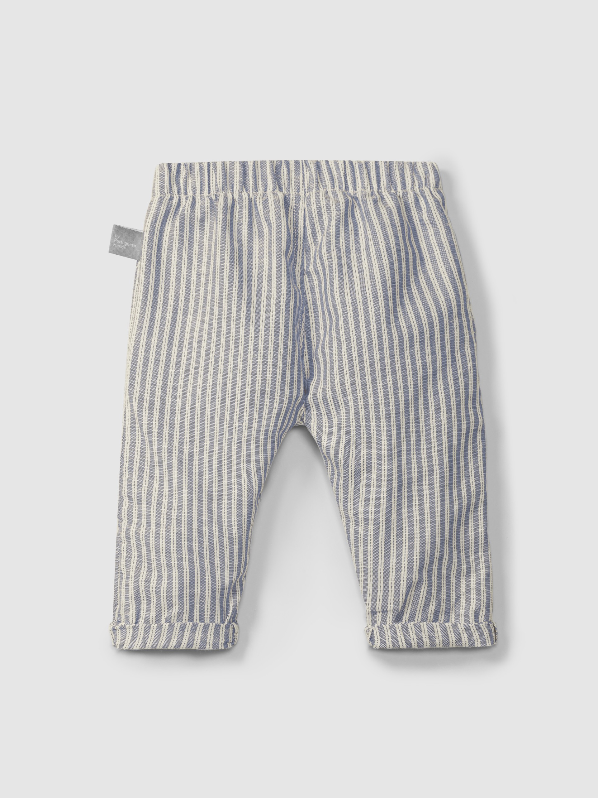 Pull-up pants in striped fabric