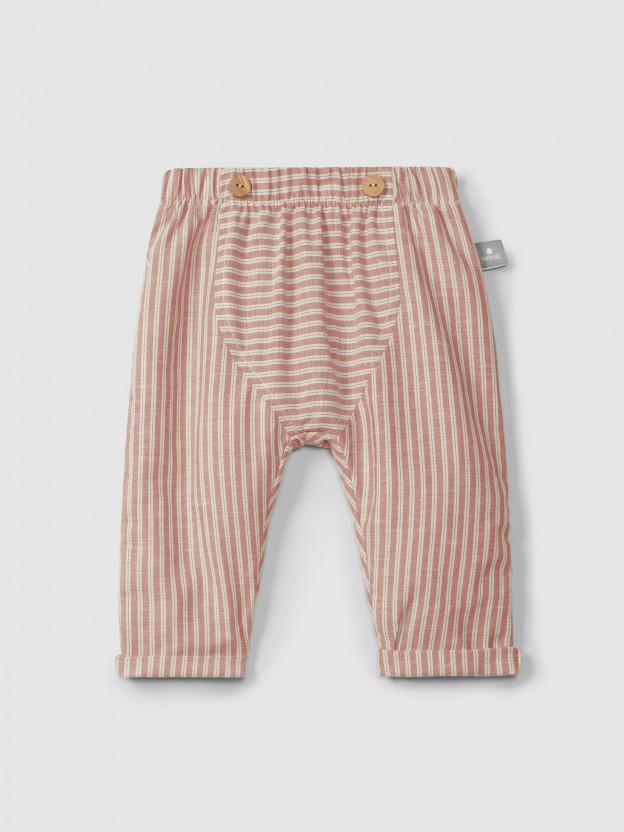 Pantalon pull-up en tissu � rayures
