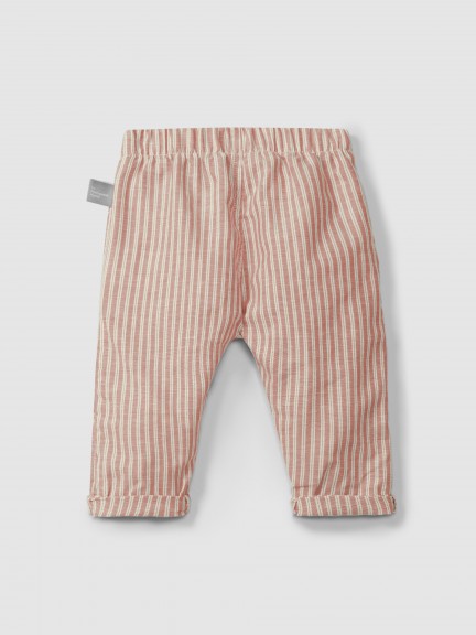 Pantalon pull-up en tissu à rayures Pantalon pull-up en tissu à rayures