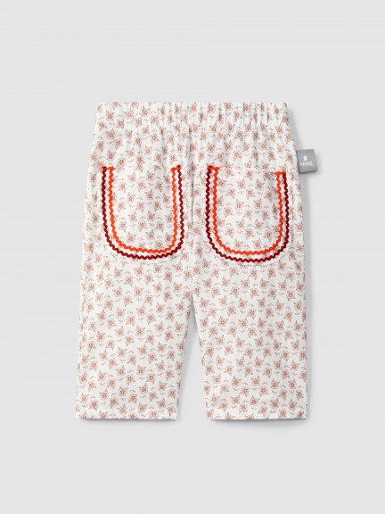 Floral pull-up pants with rickrack detail Floral pull-up pants with rickrack detail
