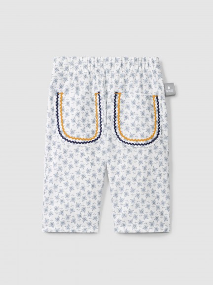 Floral pull-up pants with rickrack detail Floral pull-up pants with rickrack detail