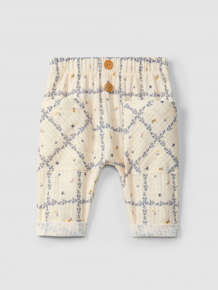 Pull-up pants printed textured cotton Pull-up pants printed textured cotton