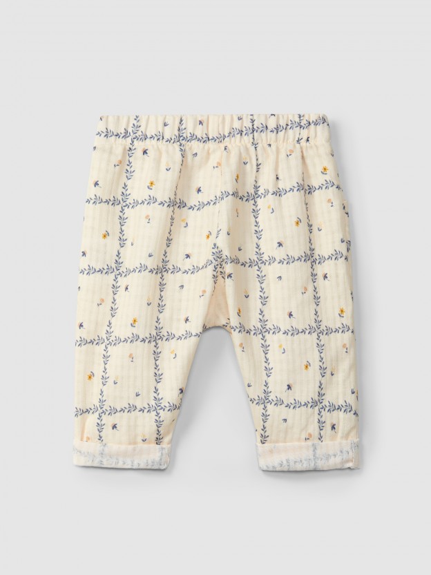 Pull-up pants printed textured cotton Pull-up pants printed textured cotton