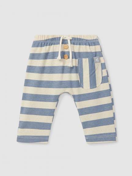 Calças pull-up de riscas com bolso Calças pull-up de riscas com bolso