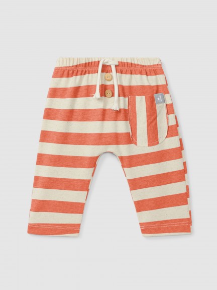 Pantalon pull-up � rayures avec poche