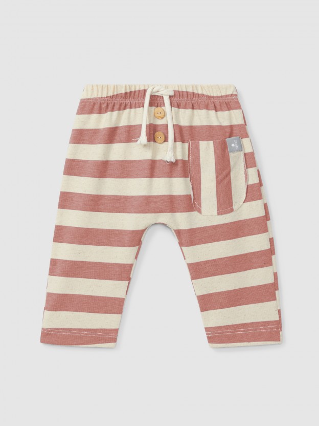 Pantalon pull-up à rayures avec poche Pantalon pull-up à rayures avec poche