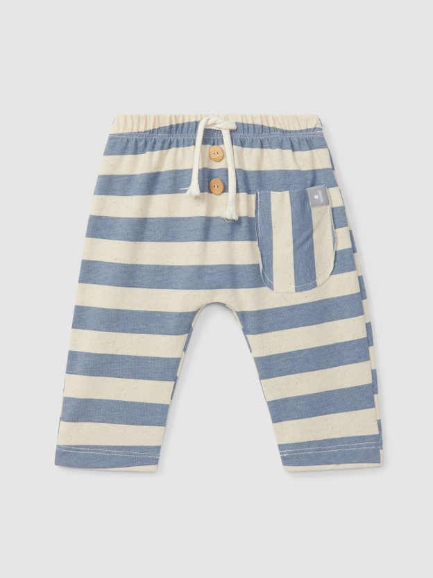 Pantalon pull-up à rayures avec poche Pantalon pull-up à rayures avec poche