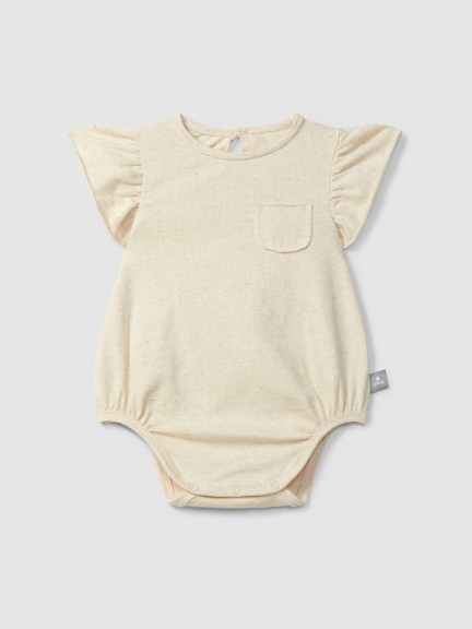 Bodysuit without collar with ruffled sleeve Bodysuit without collar with ruffled sleeve