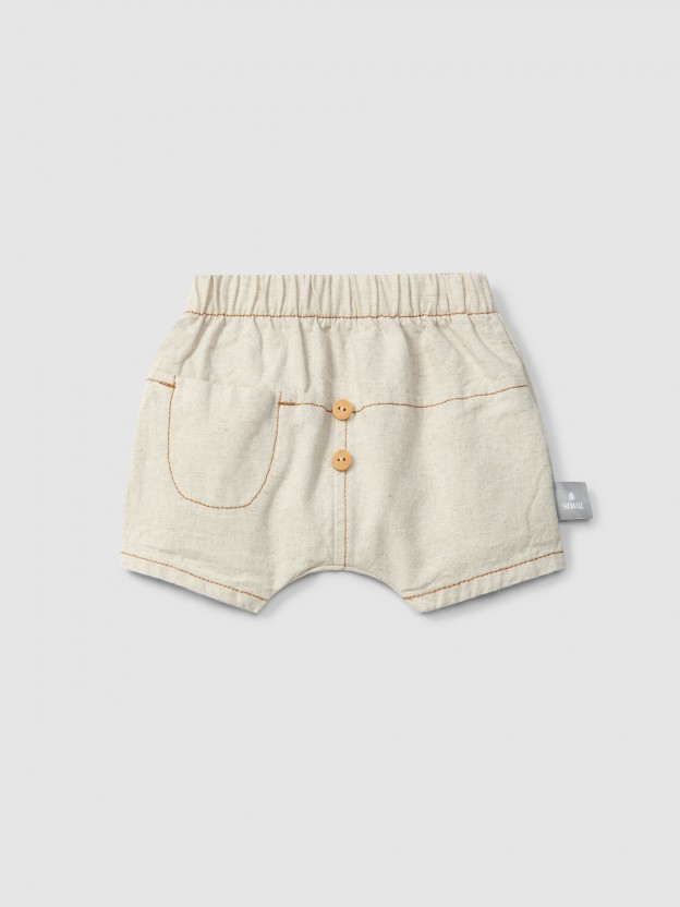 Organic style pull-up shorts with pocket Organic style pull-up shorts with pocket