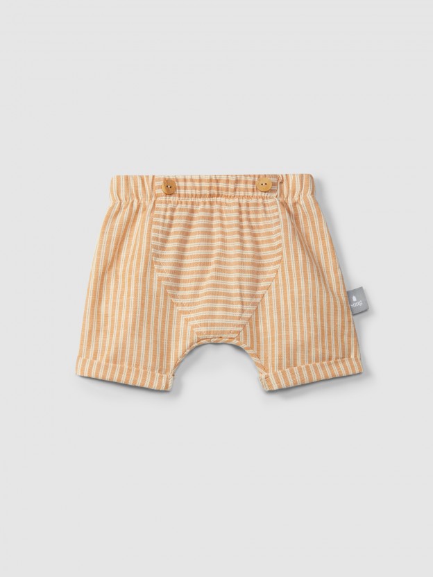 Pantalón corto pull-up en tejido a rayas Pantalón corto pull-up en tejido a rayas