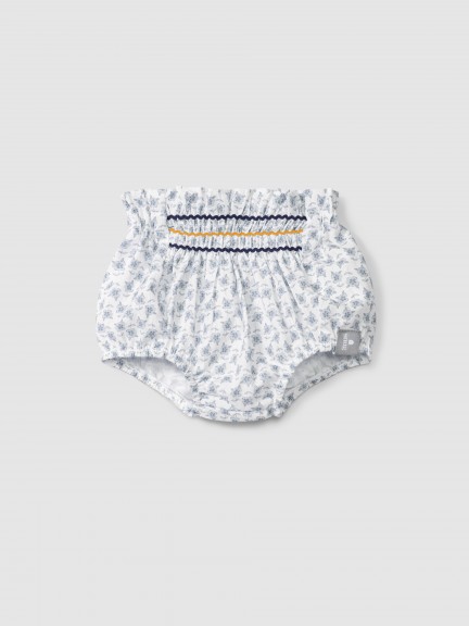 Floral pull-up diaper cover with rickrack detail Floral pull-up diaper cover with rickrack detail