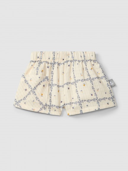 Pull-up shorts printed textured cotton Pull-up shorts printed textured cotton