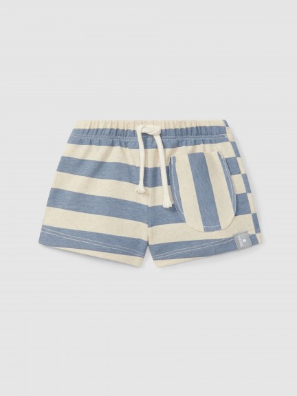 Calções pull-up de riscas com bolso Calções pull-up de riscas com bolso
