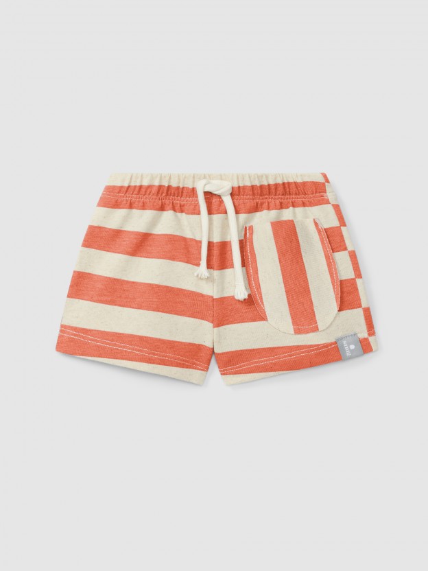 Pull-up shorts striped with pocket Pull-up shorts striped with pocket