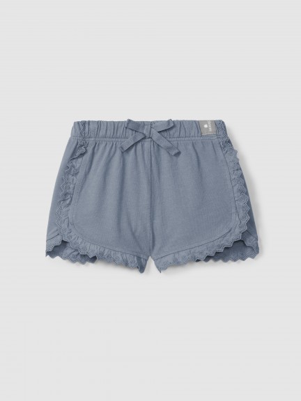 Plain jersey pull-up shorts with embroidered details Plain jersey pull-up shorts with embroidered details