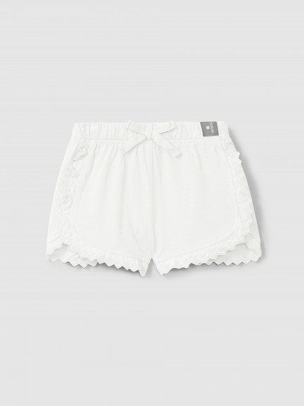 Plain jersey pull-up shorts with embroidered details Plain jersey pull-up shorts with embroidered details