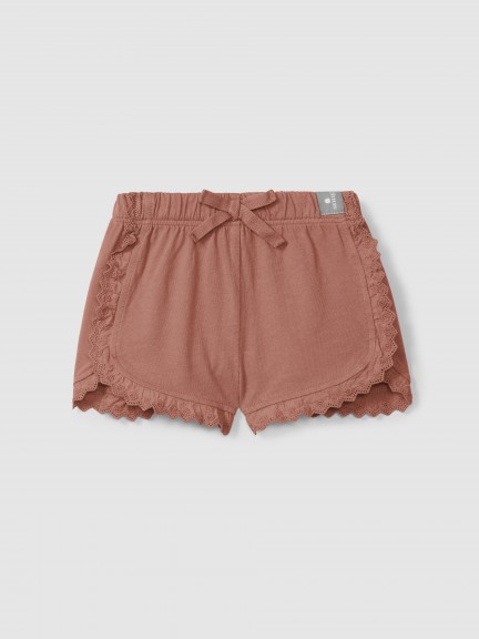 Plain jersey pull-up shorts with embroidered details Plain jersey pull-up shorts with embroidered details