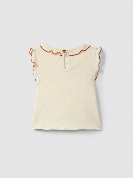 Ribbed jersey singlet with embroidery Ribbed jersey singlet with embroidery