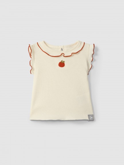 Ribbed jersey singlet with embroidery Ribbed jersey singlet with embroidery