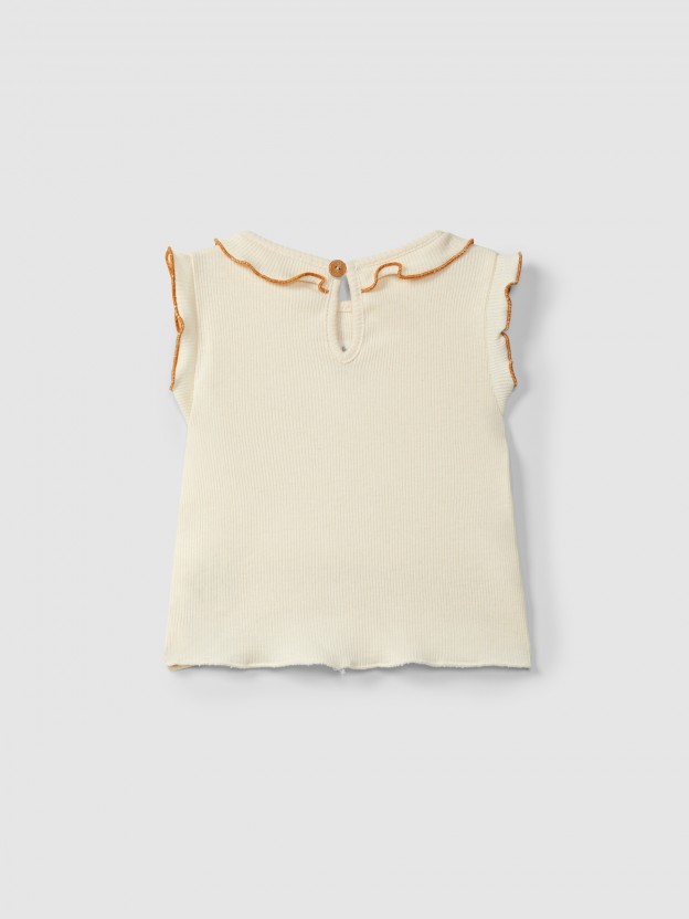 Camiseta acanalada con bordado