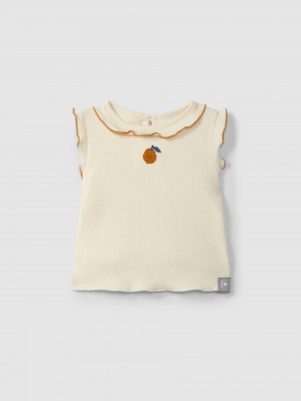 Ribbed jersey singlet with embroidery Ribbed jersey singlet with embroidery