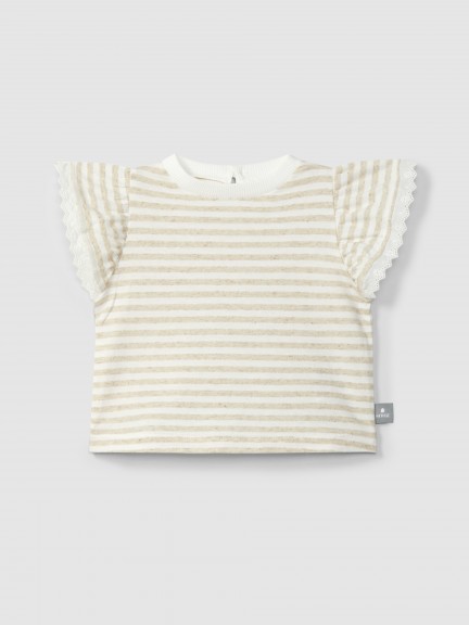Striped T-shirt with embroidery detail Striped T-shirt with embroidery detail