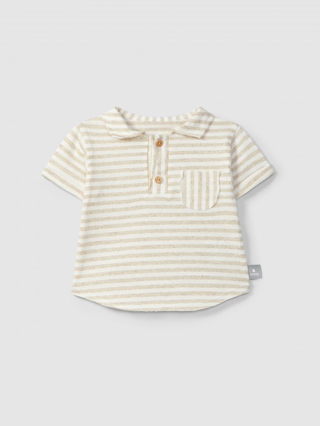 Striped polo shirt with pocket Striped polo shirt with pocket