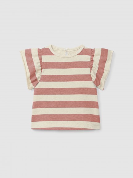 T-shirt de riscas mangas de folho