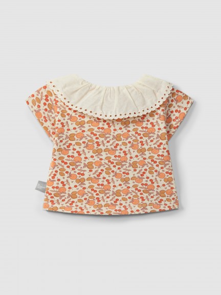 T-shirt em malha estampada com detalhe bordado T-shirt em malha estampada com detalhe bordado