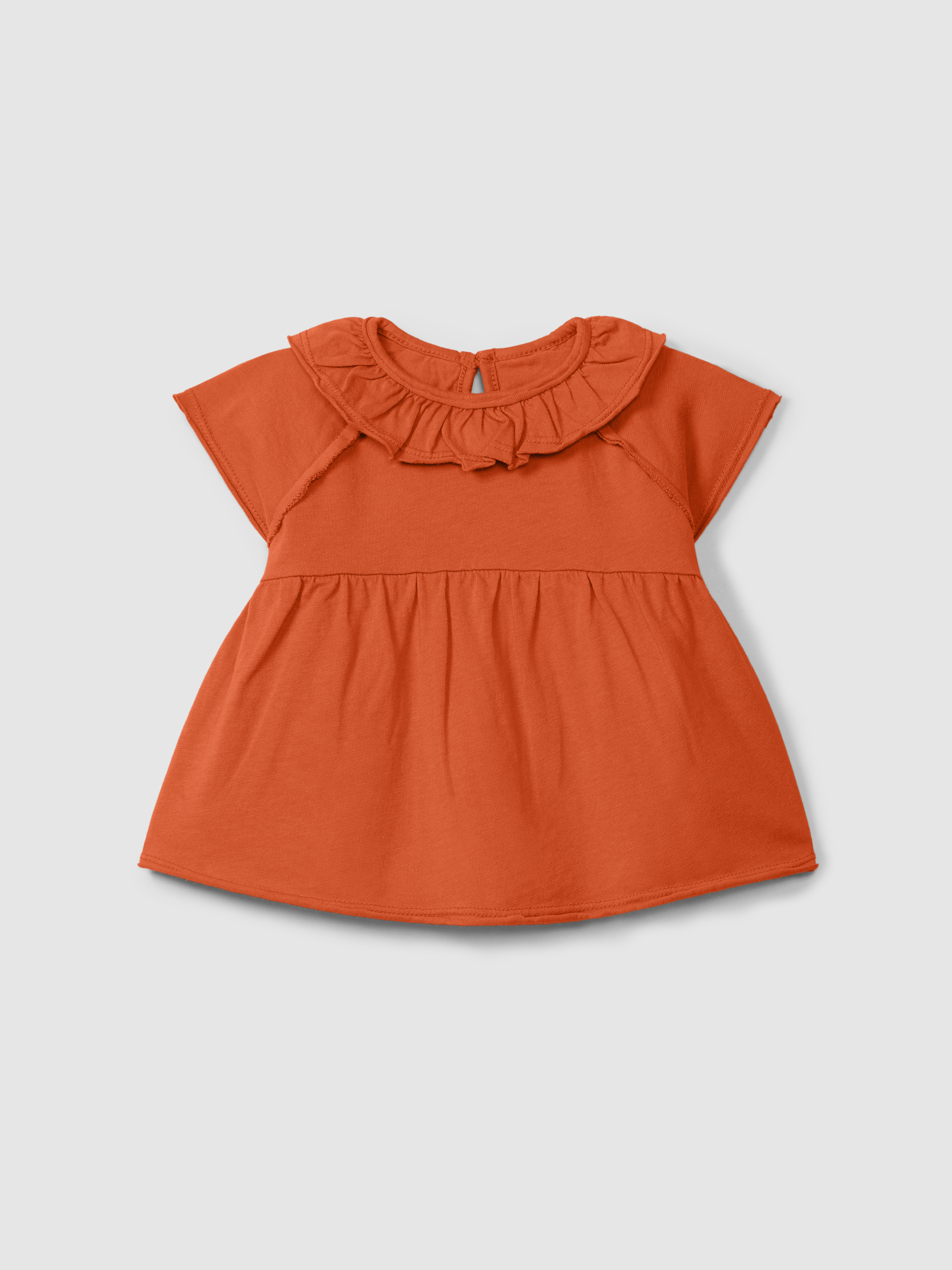 T-shirt em malha lisa com gola de folho