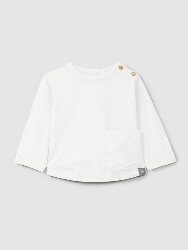 Longsleeve maille unie avec poche Longsleeve maille unie avec poche