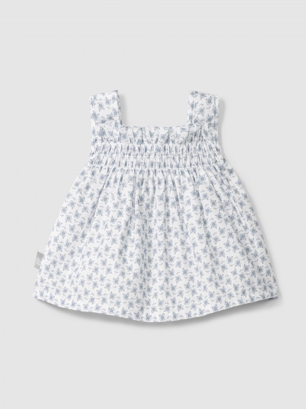 Blusa flores com detalhe de espiguilha Blusa flores com detalhe de espiguilha