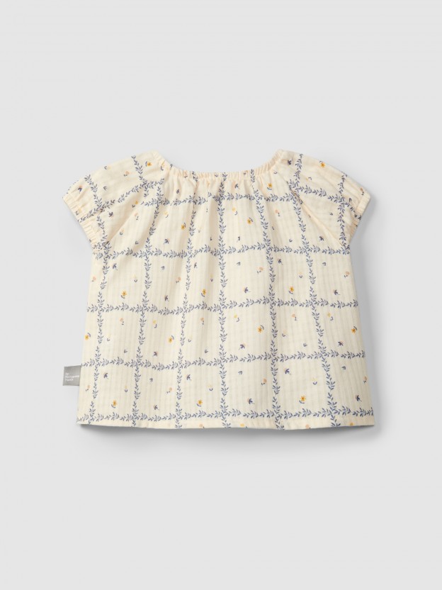 Blouse coton texturé imprimé Blouse coton texturé imprimé