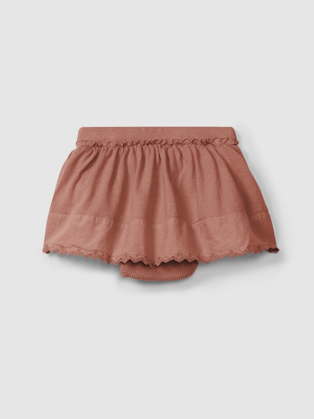 Skirt with diaper cover English embroidery detail Skirt with diaper cover English embroidery detail