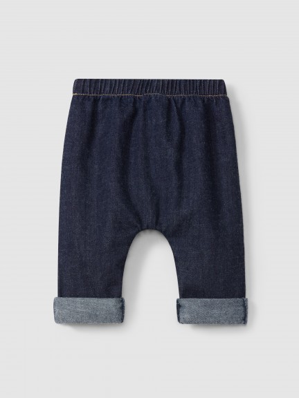 Organic cotton denim pull-up pants Organic cotton denim pull-up pants