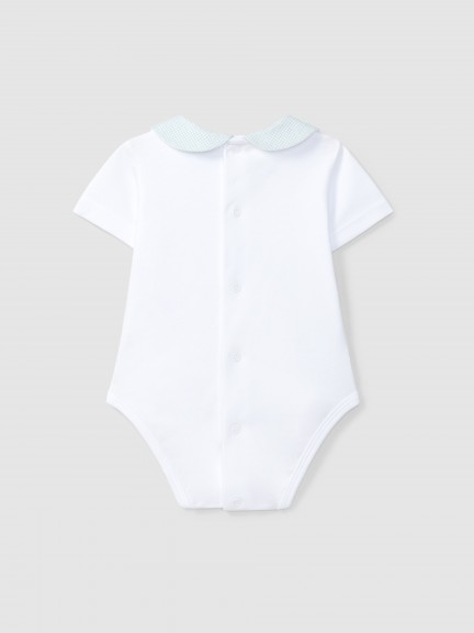 Short-sleeved bodysuit with round collar Short-sleeved bodysuit with round collar