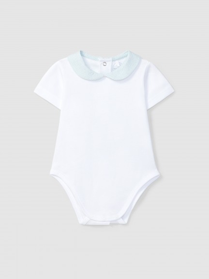Short-sleeved bodysuit with round collar Short-sleeved bodysuit with round collar
