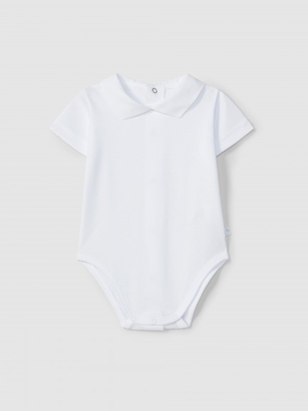 Short-sleeved bodysuit with pointy collar Short-sleeved bodysuit with pointy collar