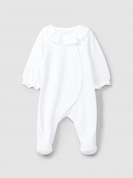 Babygrow � col � volant avec d�tail en dentelle