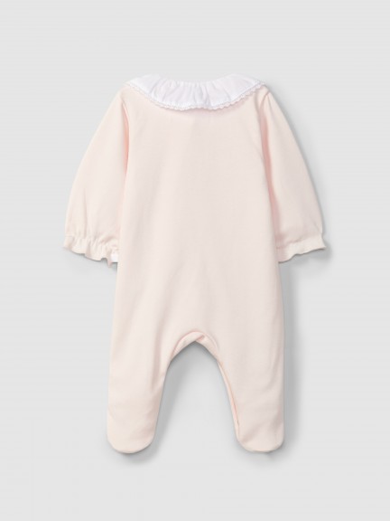 Babygrow à col à volant avec détail en dentelle Babygrow à col à volant avec détail en dentelle