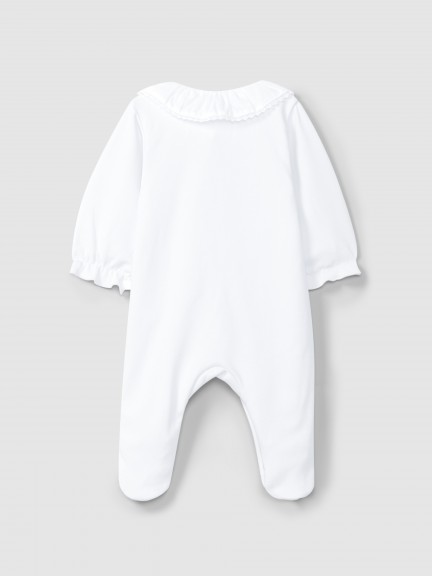 Babygrow à col à volant avec détail en dentelle Babygrow à col à volant avec détail en dentelle
