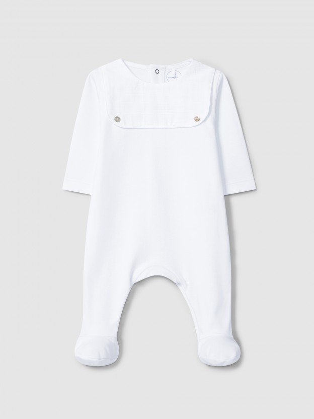 Babygrow � col rond d�tail jacquard � rayures