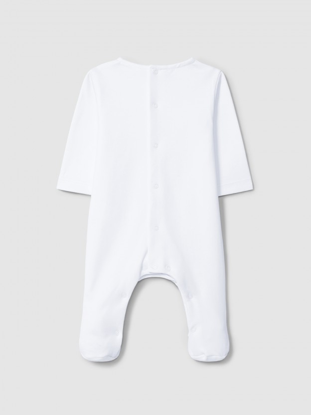 Babygrow � col rond d�tail jacquard � rayures