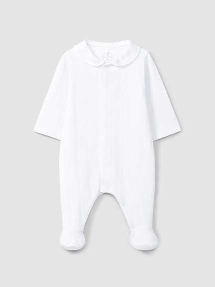 Organic cotton babygrow with round collar