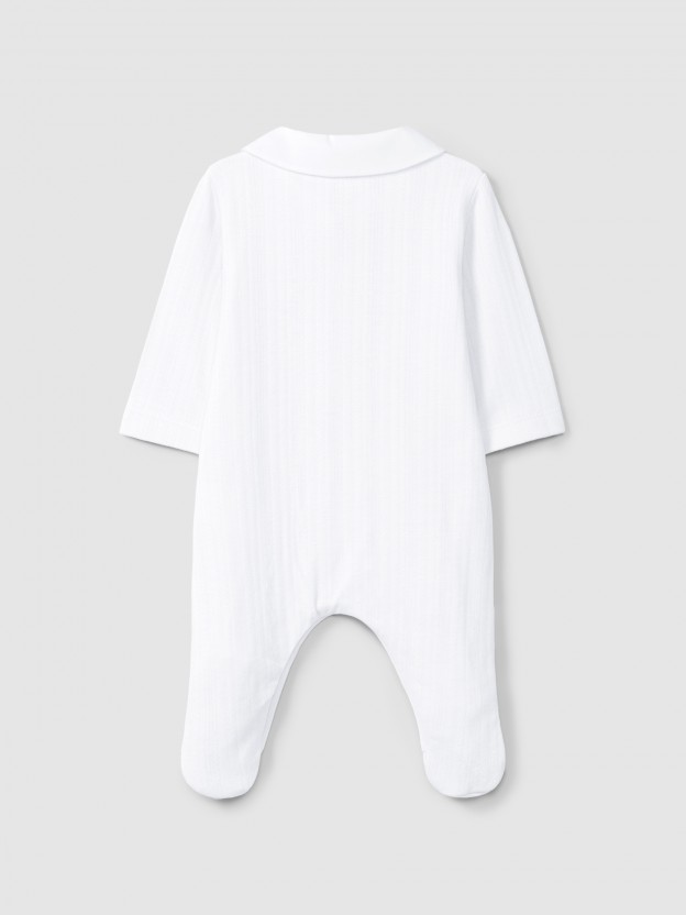 Organic cotton babygrow with round collar Organic cotton babygrow with round collar